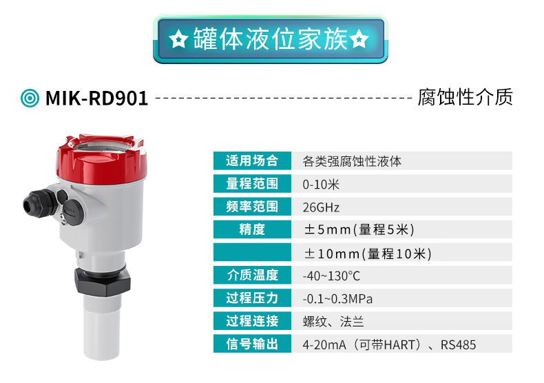 米科雷達液位計MIK-RD901產品參數